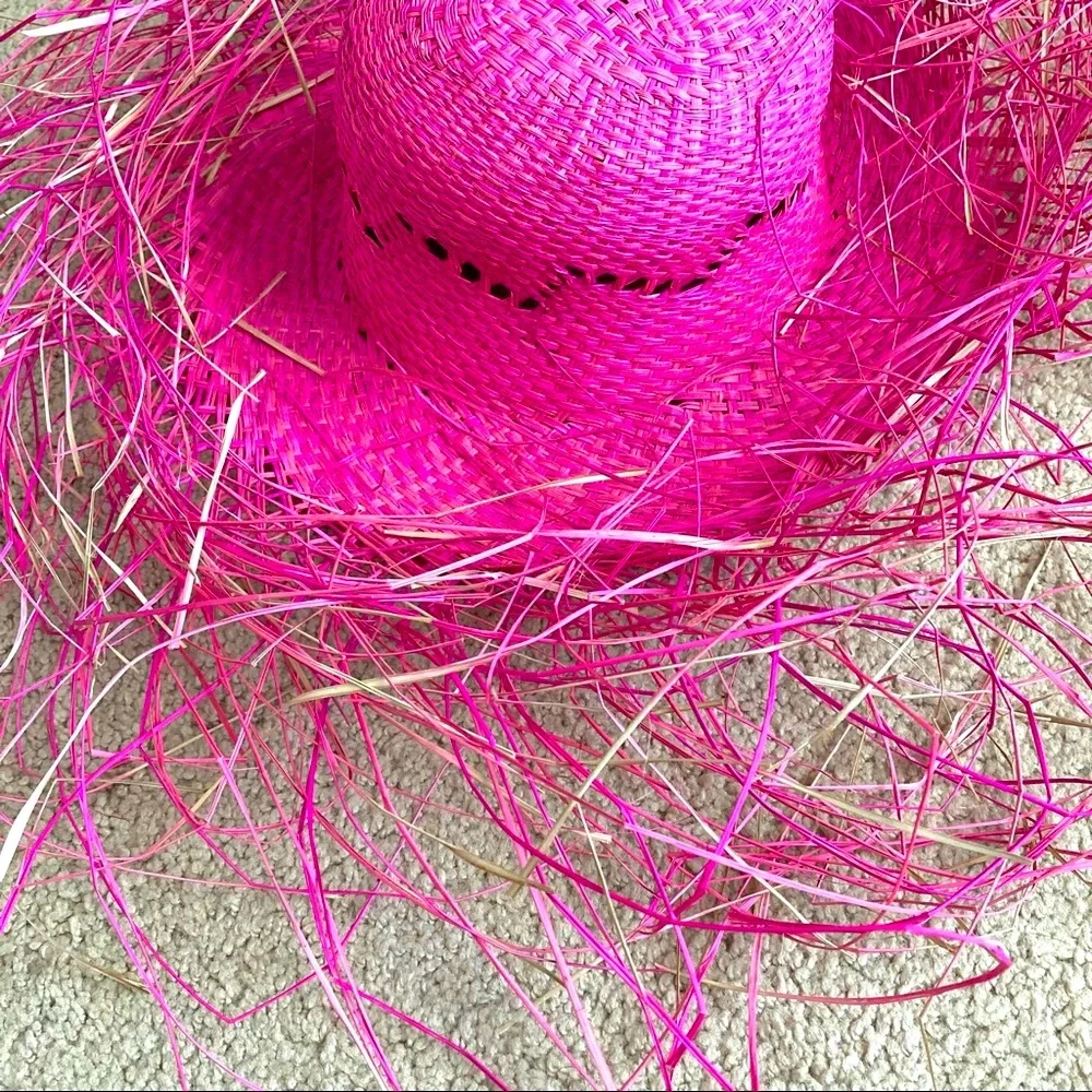 Summer Beach Pool Hot Pink Straw Hat